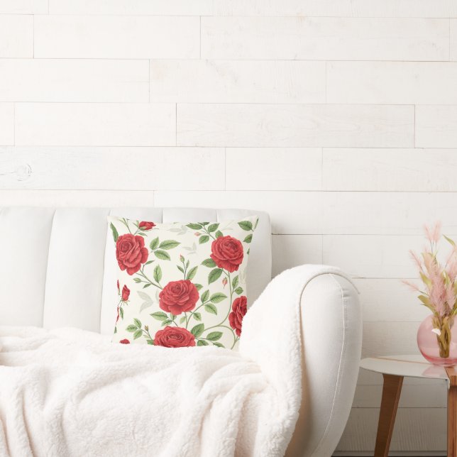 Dromen van rode rozen accentueren kussenplein kussen (Bank)