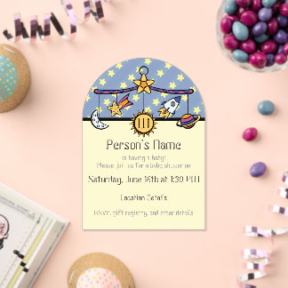 Dromen van ruimte mobiele baby shower acryl uitnodigingen