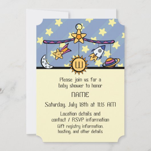 Dromen van Space Mobile Baby shower Invitation Kaart (Voorkant)