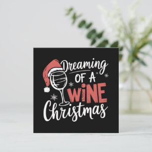 Dromend van een wijnkerstfeest Grappig drinken Feestdagenkaart