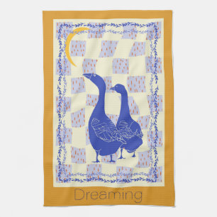 Dromende ganzen keukenhanddoek