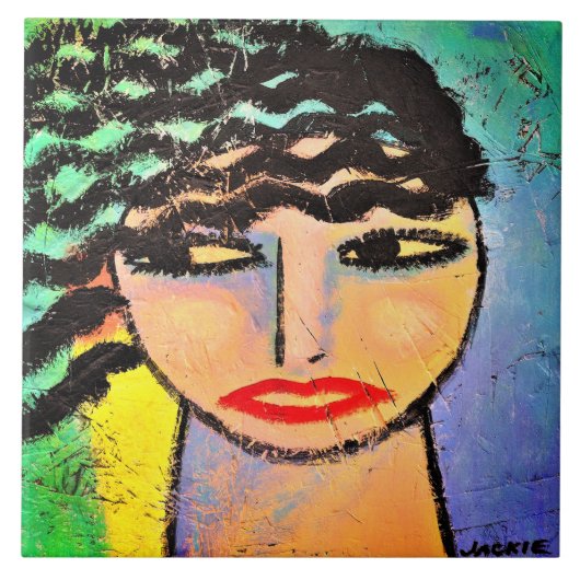 Dromerig abstract portret van een vrouw tegeltje (Voorkant)