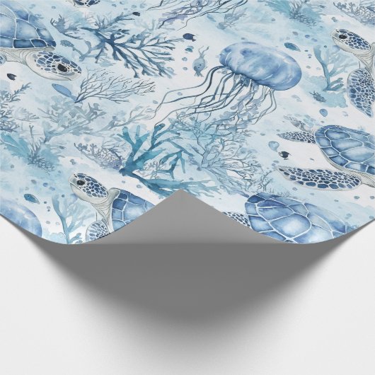 Dromerig blauw onder het Zeeen Baby shower Cadeaupapier (Hoek)