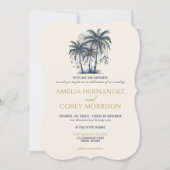 Dromerig Blauw Strand met QR Code Bruiloft uitnodi Kaart (Voorkant)