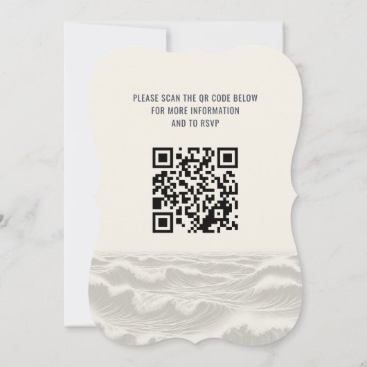 Dromerig Blauw Strand met QR Code Bruiloft uitnodi Kaart (Achterkant)