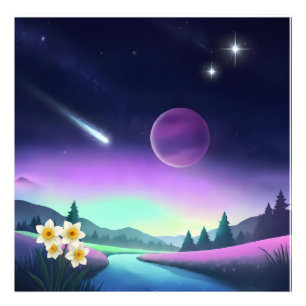 Dromerig kosmisch landschap foto afdruk