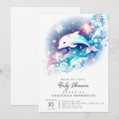 Dromerig Modern Dolfijn Baby shower Kaart (Voorkant / Achterkant)