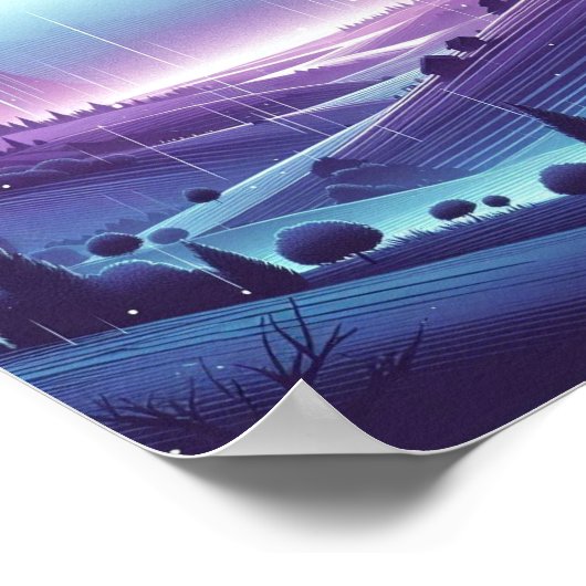 Dromerig nachtlandschap - Moonlit Hills en Fallin Poster (Hoek)