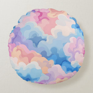 Dromerig pastel Abstract wolkenpatroon in Waterver Rond Kussen