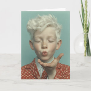 Dromerig Portret van Kind dat een Kus Blaast Kaart