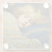 Dromerig slapend kind in bloemenquilt glazen onderzetter (Achterkant)