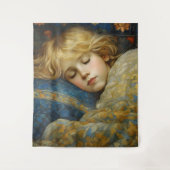 Dromerig slapend kind in bloemenquilt wandkleed (Voorkant)