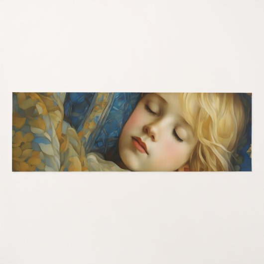 Dromerig slapend kind in bloemenquilt yogamat (Voorkant (horizontaal))