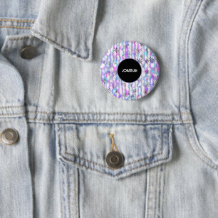 Dromerig Starburst Golven Patroon Gepersonaliseerd Ronde Button 5,7 Cm