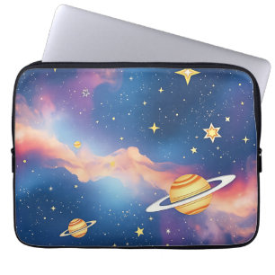 Dromerig sterrenstelsel planeten sterren patroon laptop sleeve