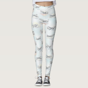 Dromerig Vliegtuig Lucht Reis Patroon (1) Leggings