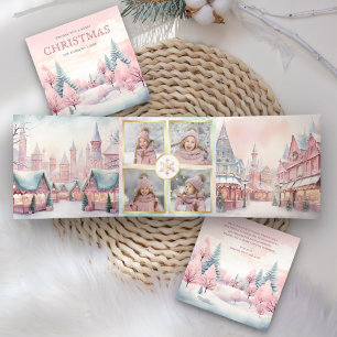 Dromerig Winterwonderland met Pasteltinten 4 Foto Drieluik Wenskaart