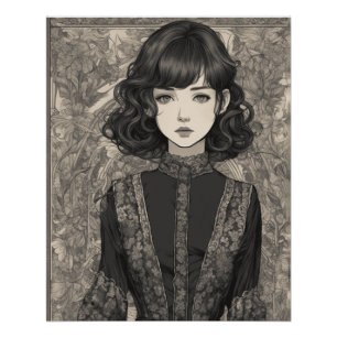 Dromerige anime couture - klein zwart jurkje perfect poster