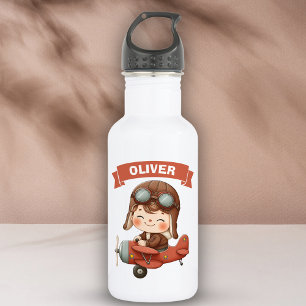 Dromerige Baby Aviator in rode tweedekker Waterfles