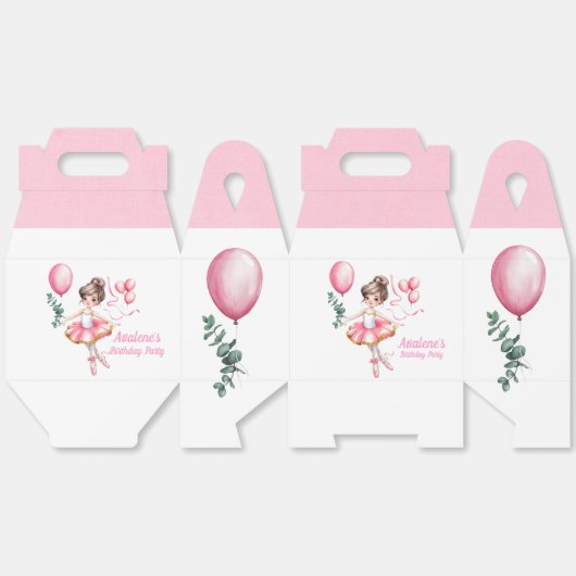 Dromerige ballerina in een verjaardagsfeestje bedankdoosjes (Ongevouwen)