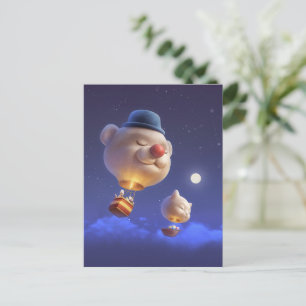Dromerige ballonvaart: Lachende Bichon-hete luchtb Aankondigingskaart
