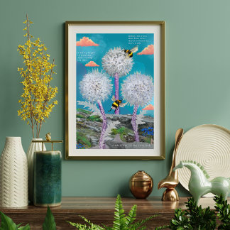 Dromerige Bijen & Paardenbloemen Mixed-Media Botan Poster