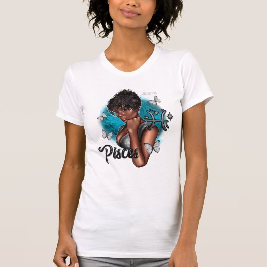 Dromerige Black Vissen Diva met ETHERISCHE Charm T-shirt (Voorkant)