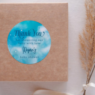 Dromerige Blauwe Hemel Zond Baby shower Ronde Sticker