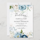 Dromerige Blauwe Marine Bloemen Alles in 1 QR Code Kaart (Voorkant)