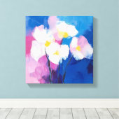 Dromerige bloemblaadjes - Abstracte Floral Canvas (Insitu (Houten vloer))