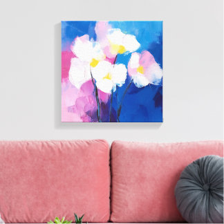 Dromerige bloemblaadjes - Abstracte Floral Canvas Afdruk