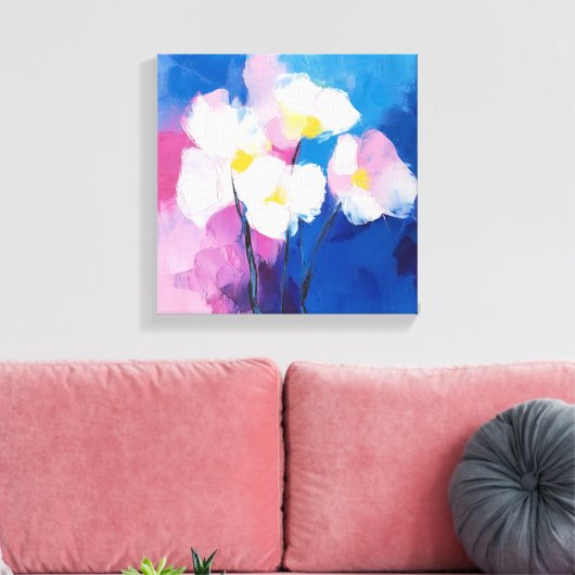 Dromerige bloemblaadjes - Abstracte Floral Canvas Afdruk (Insitu (Woonkamer))