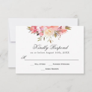 Dromerige Bloemen Waterverf Boeket RSVP Kaartje