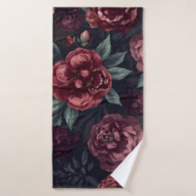 Dromerige Bloemen Waterverf Donkerrood Patroon