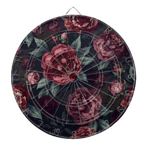 Dromerige bloemen waterverf donkerrood patroon dartbord