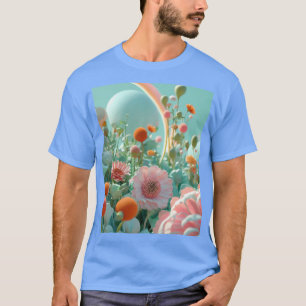 Dromerige bloesems: Hypereal Pink Flower Field T-s T-shirt