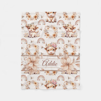 Dromerige Boho Hoogland Koe Kraamkamer Fleece Deken