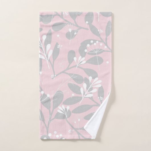 Dromerige Botanical: Roze canvas met grijze blader Bad Handdoek (Handdoek)