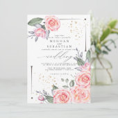 Dromerige bruiloft Waterverf Greenery Invitation Kaart (Staand voorkant)