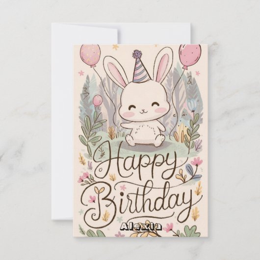 Dromerige Bunny Digitale Verjaardag Kaart (Voorkant)