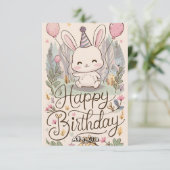 Dromerige Bunny Digitale Verjaardag Kaart (Staand voorkant)