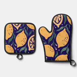 Dromerige citroenen ovenwant & pannenlap set