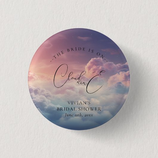 Dromerige Cloud 9 bruid Ronde Button 3,2 Cm (Voorkant)