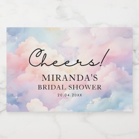 Dromerige Cloud Nine Bruidsmeisjesfeest Sparkling Wijnetiket (Enkel label)