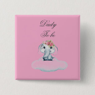 Dromerige dagen met Rosie de olifant. Vierkante Button 5,1 Cm