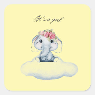 Dromerige dagen met Rosie de olifant. Vierkante Sticker