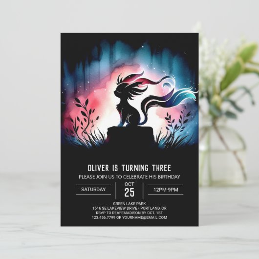 Dromerige digitale kattenverjaardag kaart (Staand voorkant)