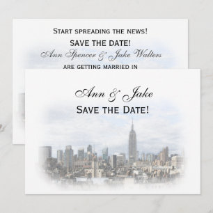 Dromerige Dk Gray NYC Silhouet van de stad Save th Kaart