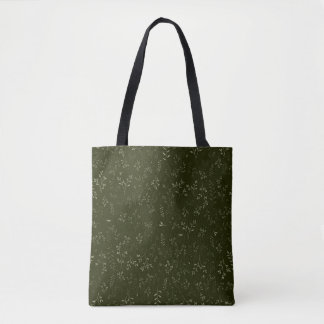 Dromerige donkergroene ditsy botanische patroon draagtas