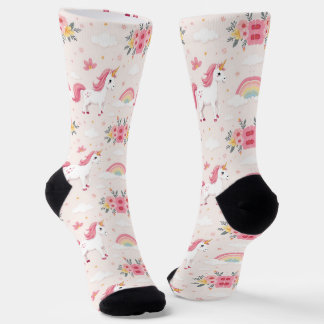 Dromerige Eenhoorns, Regenbogen, Bloemen, Chic Sokken